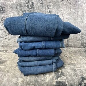 Assorted Vtg Unisex Mixed Lot 10 LBS Scrap Denim Pants Era Solid Blue Upcycle